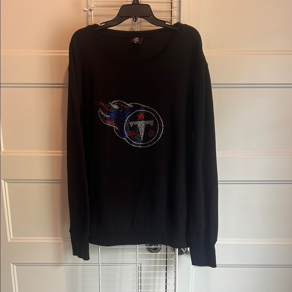 Black Long Sleeve Shirt with Rhinestone Design